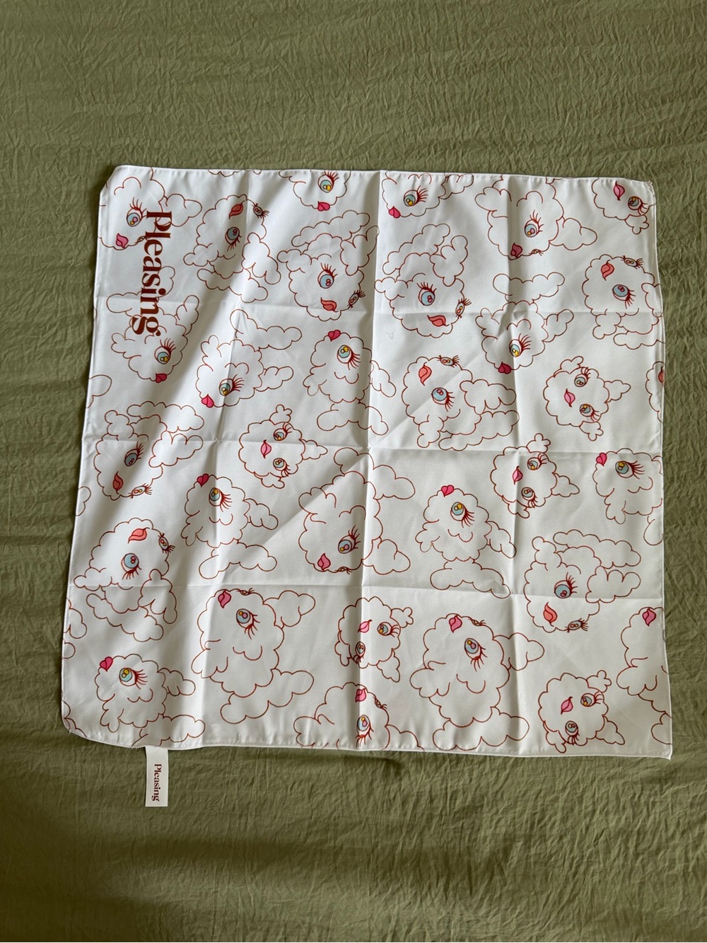 Pleasing Coachella Exclusive White Silk Scarf with Pink and Red Fishes